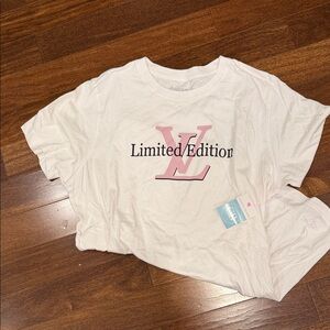 Women's White and Pink Tee